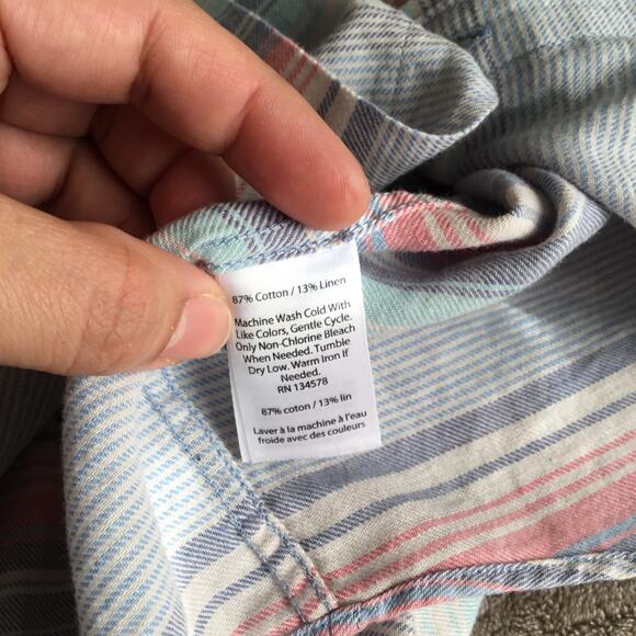 VINEYARD VINES  Sunset Lake Stipe Slim Fit Crosby Shirt Cotton Linen blend sz L - Picture 8 of 8